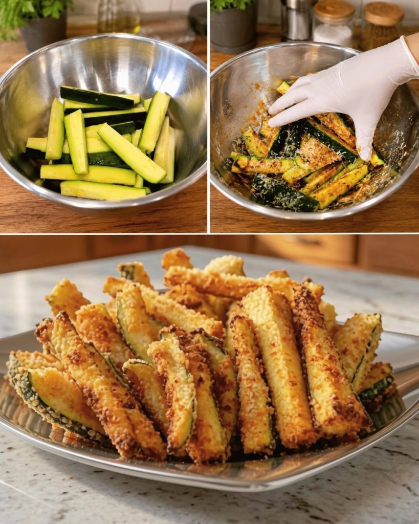 🥒✨Zucchinipommes: Krispiga och lätta! 😍 Oavsett om de bakas i ugnen eller airfriteras är de enkla, snabba och supergoda… Perfekt som ett hälsosamt mellanmål eller en originell sidorätt!🤤